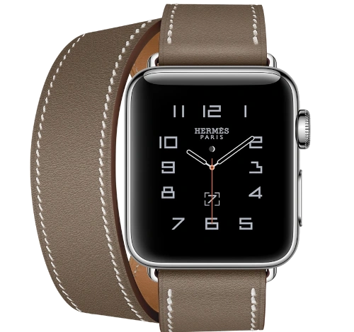 Apple Watch Hermes Double Tour 38mm SS Etain Leather Band MLC32LL/A watch
