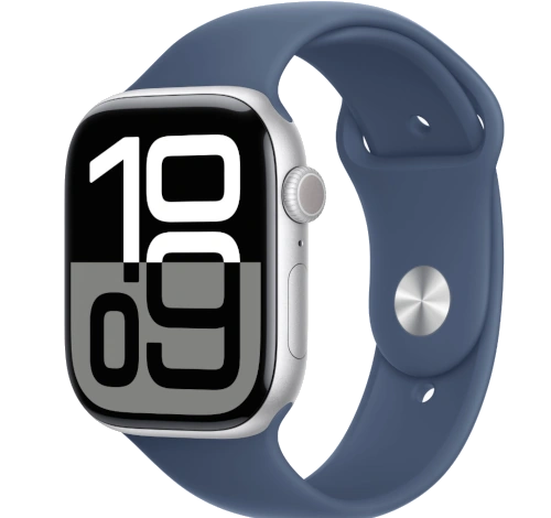 Apple Watch Series 10 46mm Silver Aluminum Case w/ Apple OEM Band A2999 GPS Only watch