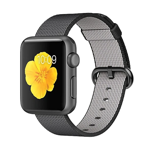 Apple Watch Series 2 42mm Space Gray Aluminum Black Woven Nylon Band MP072LL/A watch