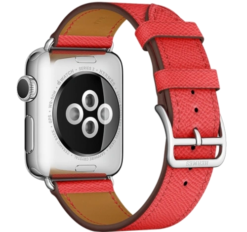 Apple Watch Series 2 Hermes 38mm SS Rose Jaipur Epsom Leather Single Tour Band MNQ62LL/A watch