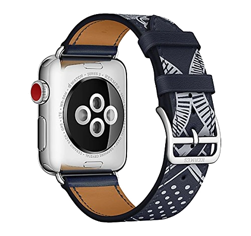 Apple Watch Series 3 Hermes 42mm SS Marine Gala Leather Single Tour Eperon dOr watch
