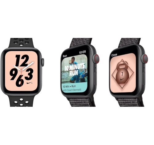 Apple Watch Series 4 Nike 44mm Space Gray Aluminum Fabric Black Sport Loop MU7J2LL/A GPS Only watch