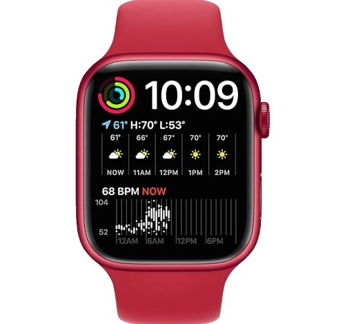 Apple Watch Series 7 41mm Red Aluminum Case with Apple OEM Band A2475 GPS Cellular watch
