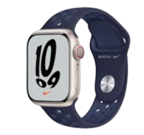 Apple Watch Series 7 45mm Nike Starlight Aluminum Case with Nike Band A2477 GPS Cellular watch