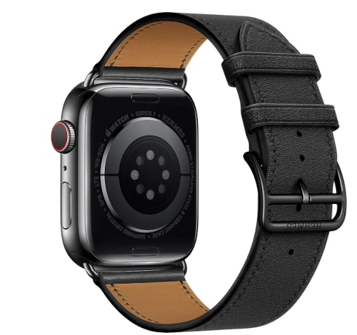 Apple Watch Series 7 Hermes 41mm Space Black Stainless Steel Case with Attelage Double Tour A2475 GPS Cellular watch