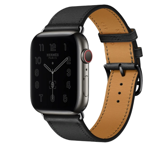 Apple Watch Series 7 Hermes 45mm Space Black Stainless Steel Case with Single Tour Deployment Buckle A2477 GPS Cellular watch