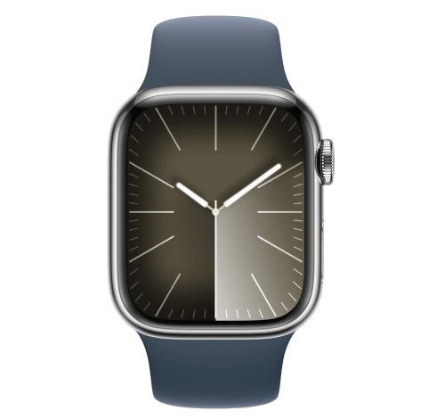 Apple Watch Series 9 41mm Silver Stainless Steel Case with Apple OEM Band A2982 GPS Cellular watch