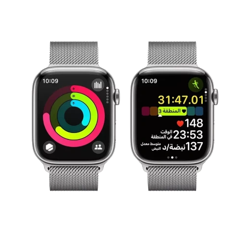 Apple Watch Series 9 41mm Silver Stainless Steel Case with Link Bracelet A2982 GPS Cellular watch