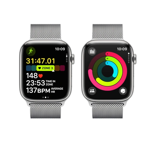 Apple Watch Series 9 45mm Silver Stainless Steel Case with Link Bracelet A2984 GPS Cellular watch