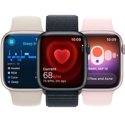 Apple Watch Series 9 45mm Starlight Aluminum Case with Apple OEM Band A2984 GPS Cellular watch