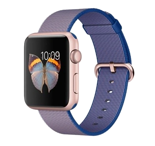 Apple Watch Sport 42mm Rose Gold Aluminum Royal Blue Woven Nylon Band MMFP2LL/A watch